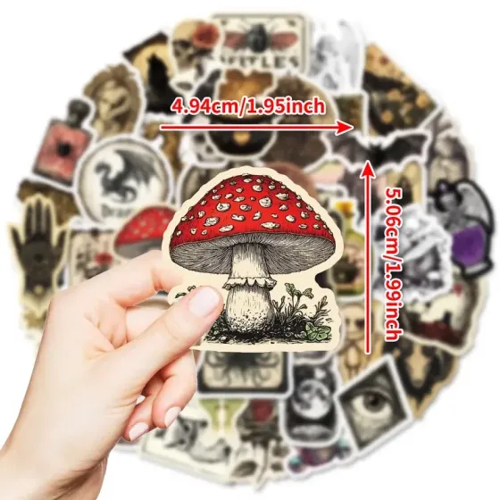 Набор готических наклеек 50 шт – магические, ведьминские и винтажные наклейки Киев