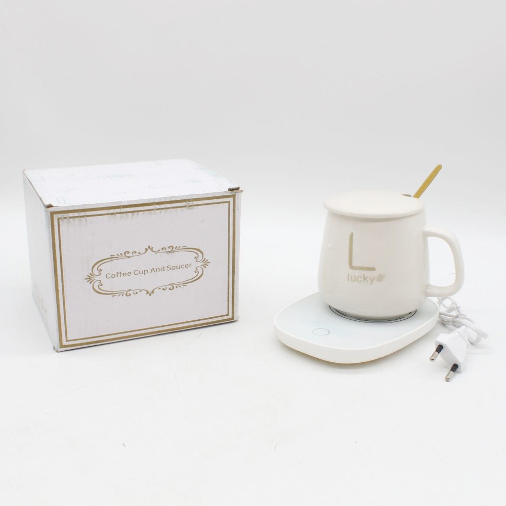 Чашка 400мл на підставці з підігрівом до +55 °С, Біла / Чашка керамічна з ложкою / Кружка з підігрівом Київ - фото 10