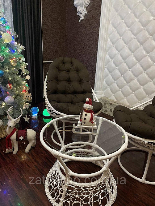 Ротангові меблі з коричневими накидками Київ - фото 7