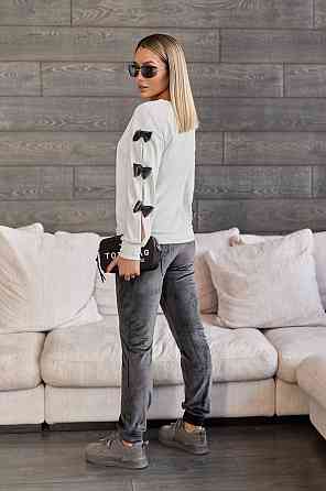 Модний велюровий костюм двійка "Dolce" | Норма і батал Графіт, 46-48 Київ