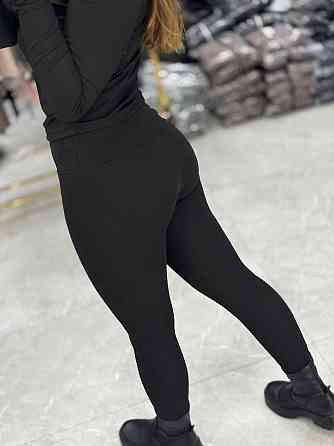 Жіночі теплі базові лосини з накатом трикотаж на хутрі Чорний, 50/52 Одеса