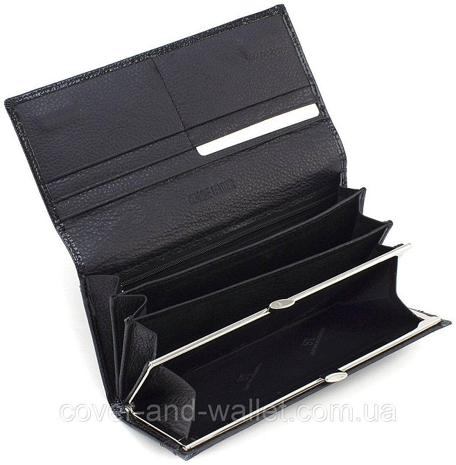 Черный женский лаковый кошелек из натуральной кожи на магнитах ST Leather Киев - изображение 5