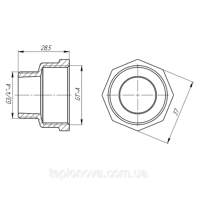Перехідник редукційний 1"х3/4" ВН латунний LI543S OPTIMUM Чернівці - фото 3