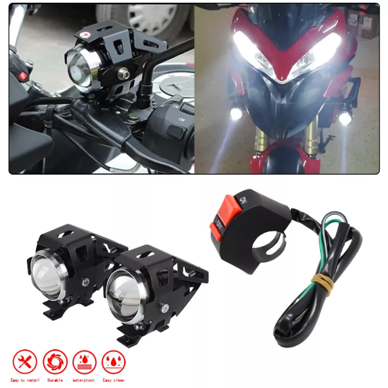 Фары LED CREE U5 для мотоцикла с креплением и кнопкой Киев