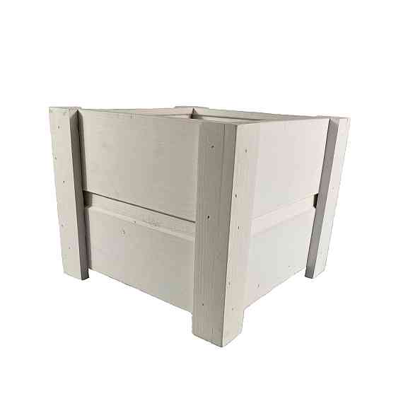 Ящик вазон садовый декоративный для цветов или для хранения вещей из натурального дерева 19х19х17,5 см Белый Каменец-Подольский