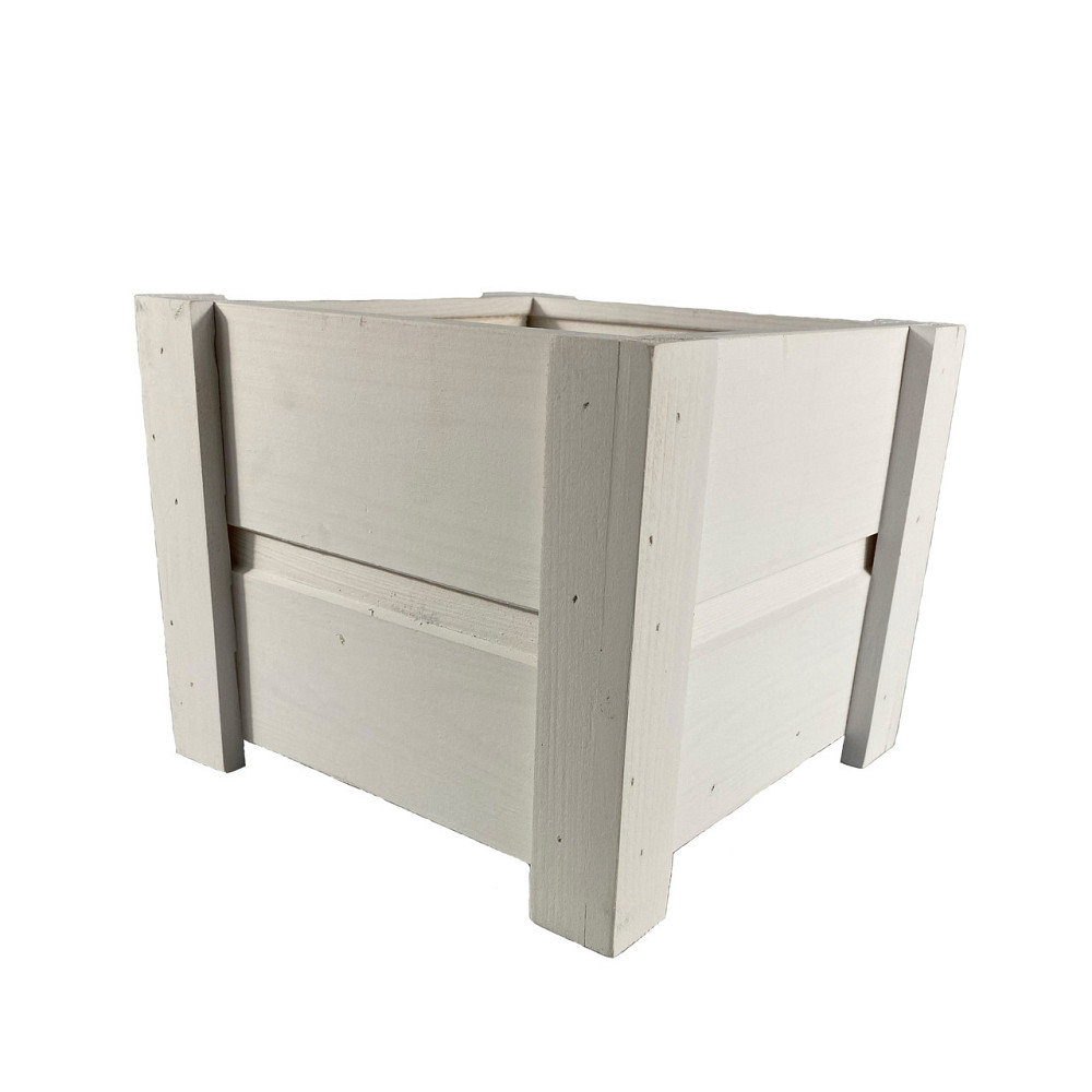 Ящик вазон садовий декоративний для квітів або для зберігання речей з натурального дерева 19х19х17,5 см Білий Кам'янець-Подільський - фото 1