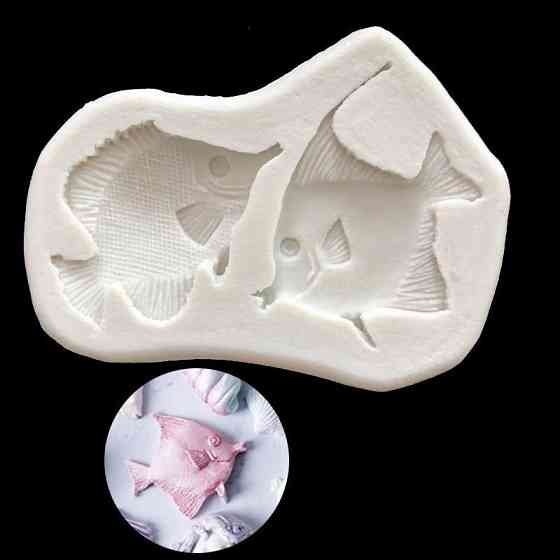 Молд силиконовый Рыбки 83 на 62 мм серый Киев