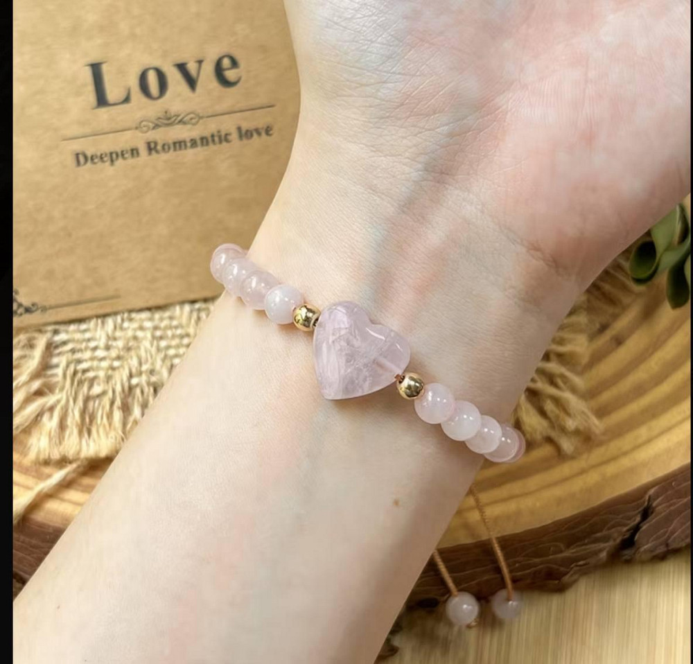 Браслет из розового кварца с сердцем – талисман любви Киев - изображение 4
