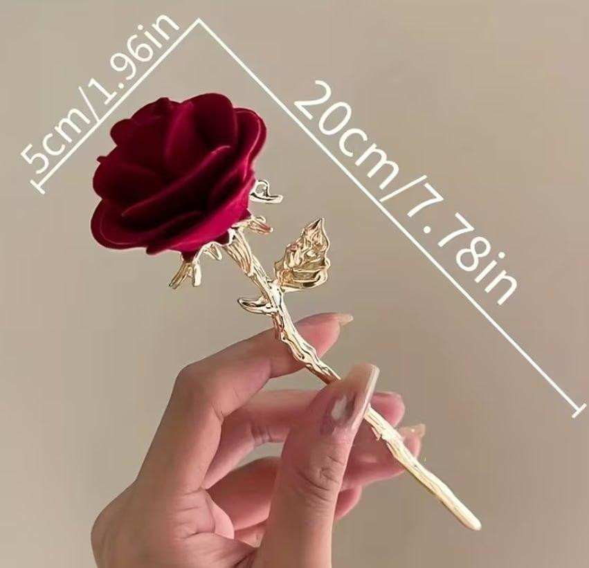 Шпилька для волос с декоративной розой, красная, 1 шт Киев - изображение 4