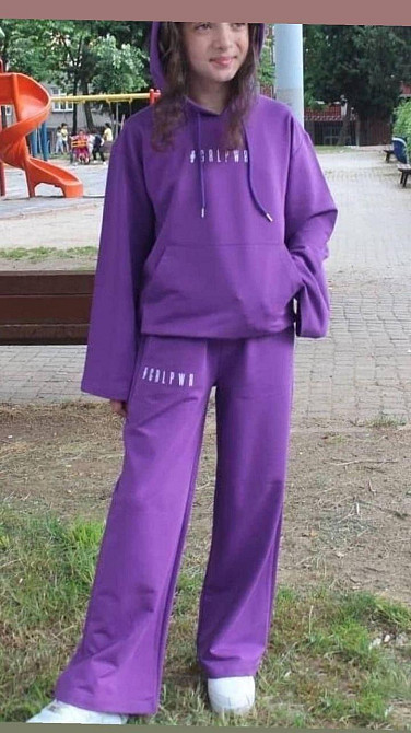 Детский подростковый турецкий спортивный костюм для девочек двунитка  сиреневый с кюлотами 158 Николаев - изображение 1