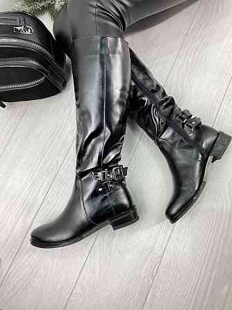 Injers Чоботи жіночі INJERS чорні натуральна шкіра зима висота 38см обхват 37-39см (764) Коломыя