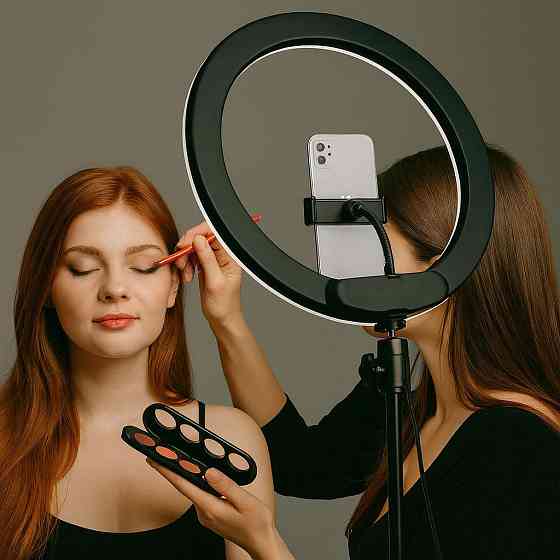 Кольцевая RGB лампа 30 см, от USB, MJ 300 Soft Ring Ligh + держатель для телефона / Цветная LED лампа кольцо Киев