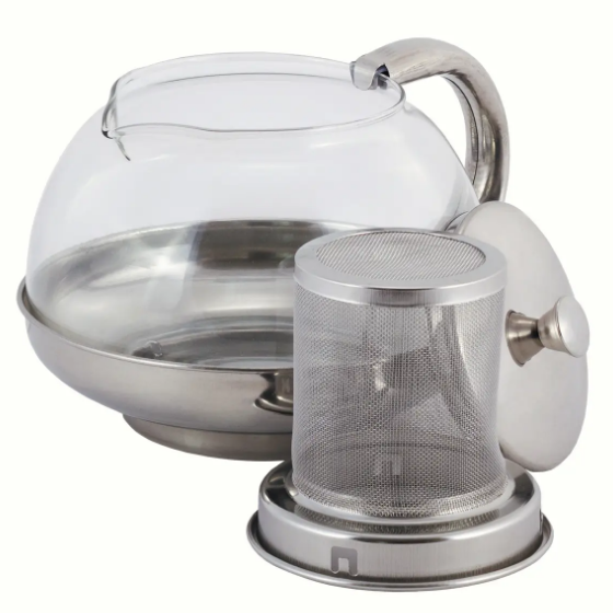 Заварник 800мл зі з'ємним ситечком скло/нержавіюча сталь 4316 KAMILLE Житомир - фото 8