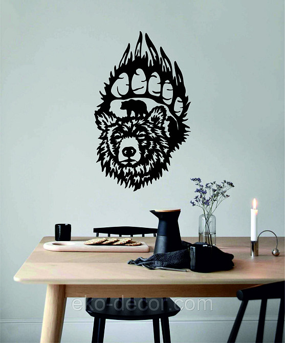 Настінне Панно «Ведмідь», Декор на стіну 90*54 см, Чорний Київ - фото 5