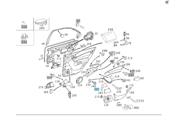 Mercedes-Benz  A2207370128 1434 Накладка бежева над попільничкою задніх лівих дверей S-class short W220 S-class long V220 Одеса