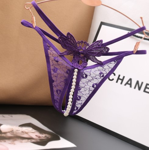 Трусы с бусинами и бабочками универсальный  фиолетовый Киев - изображение 1