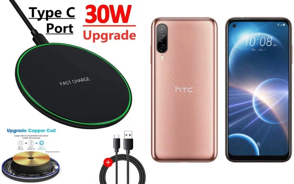 Бездротовий зарядний пристрій Copper до 30W для HTC Desire 22 Pro 5G, USB-C, LED Київ - фото 5