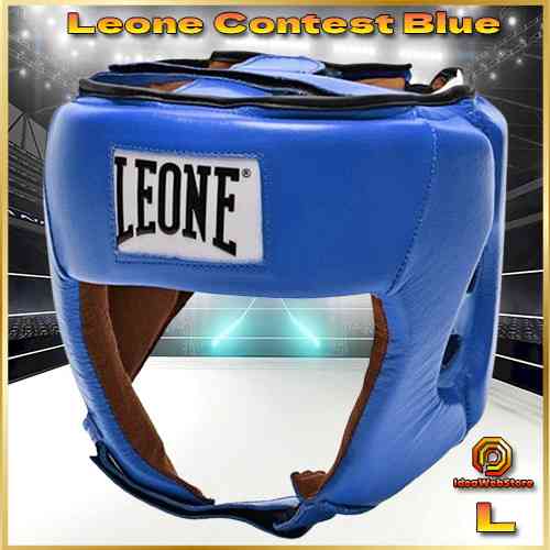 Боксерський шолом турнірний для змагань синій натуральна шкіра Leone Contest Blue розмір L Київ