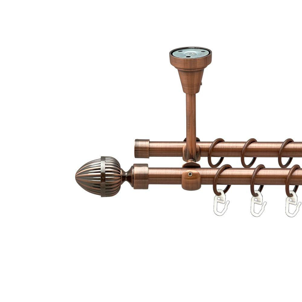 Карниз Orvit Одеон металевий дворядний відкритий до стелі гладка труба кільце металеве Мідь 16\16 мм 300 см (00-00020181) Львів - фото 1