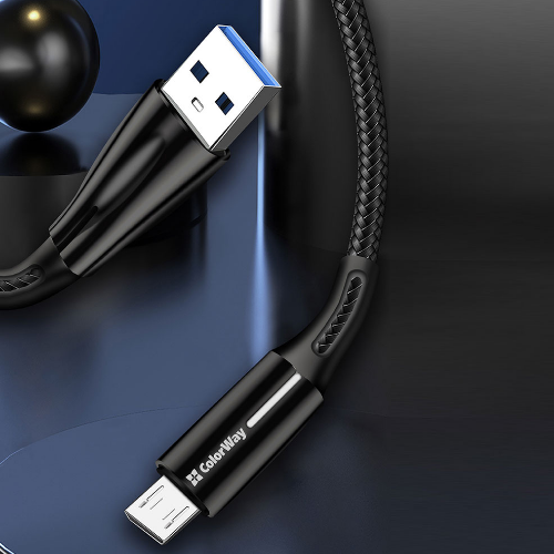 Кабель USB MicroUSB ColorWay CW-CBUM035-BK 2,4A плетений шнур 1м чорний Житомир