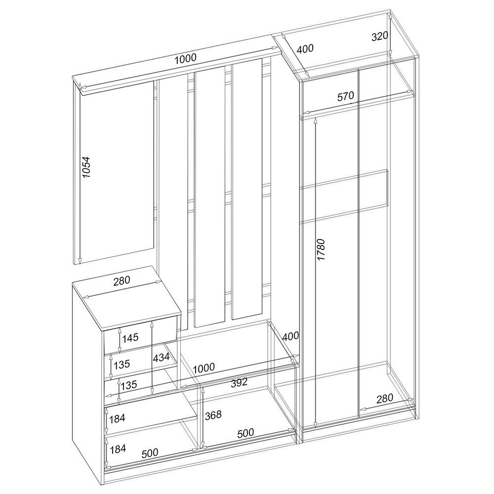 Прихожая Соло-3, Венге Магия/Дуб Шамони Светлый, 1600/400/2100 Львов - изображение 2