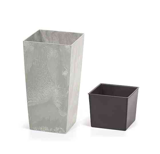 Горщик з кашпо для рослин 2в1 PROSPERPLAST URBI SQUARE BETON 3/7.2 л Київ