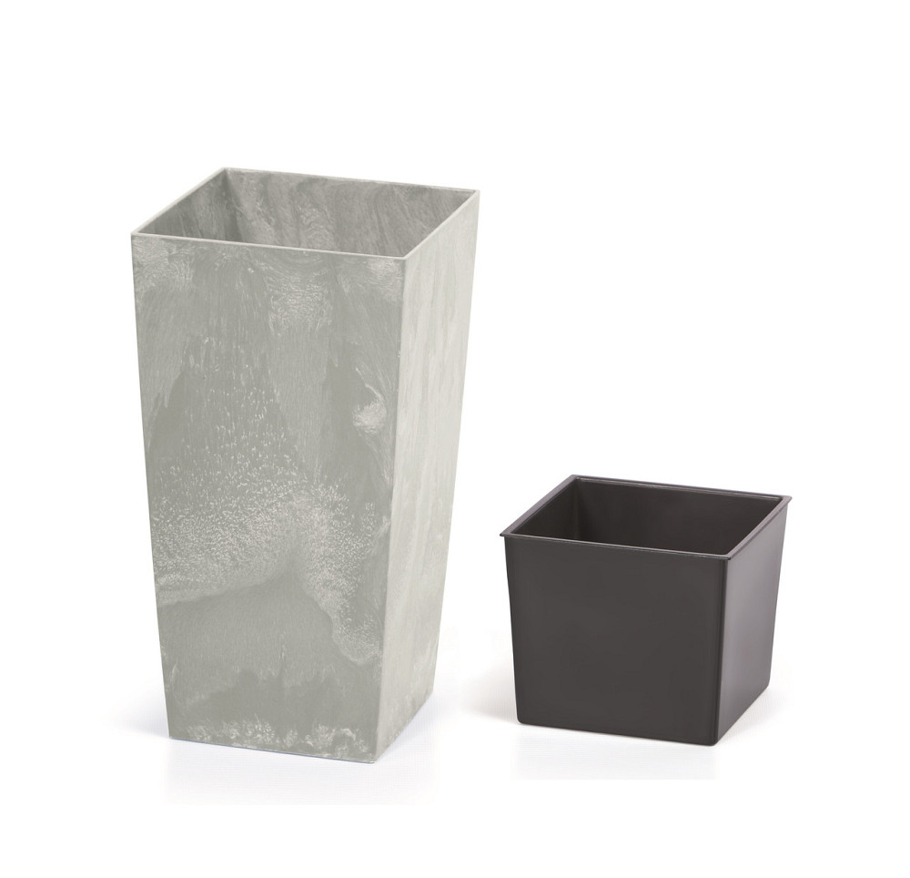 Горшок с кашпо для растений 2в1 PROSPERPLAST URBI SQUARE BETON 3/7.2 л Киев - изображение 1