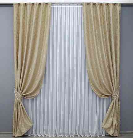 Комплект готових штор, льон мармур, колекція "Pavliani AL" колір теплий-бежевий 1570ш Київ