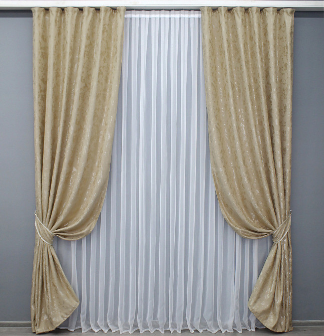 Комплект готових штор, льон мармур, колекція "Pavliani AL" колір теплий-бежевий 1570ш Київ - фото 2