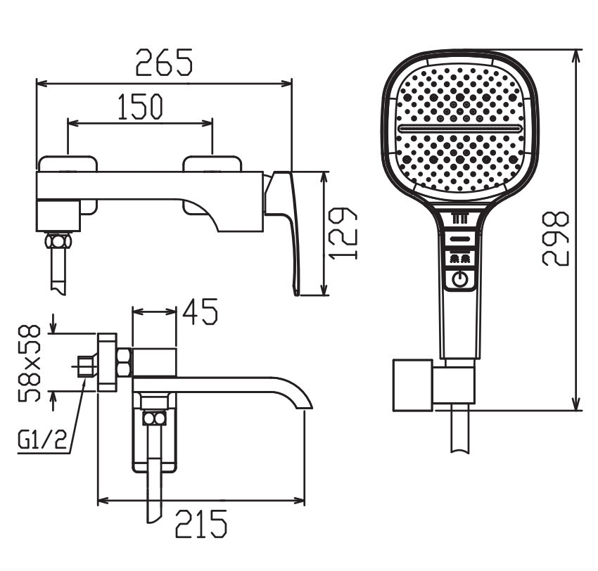 Змішувач для ванни з коротким виливом KOER KB-41037-01 (Колір хром) (KR6004) ( 22199 ) Харьков - изображение 2