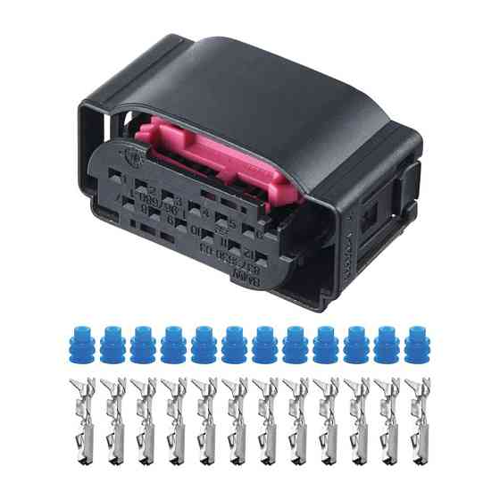 Електричний з'єднувач, 12-контактний Чорний, Пластик Київ