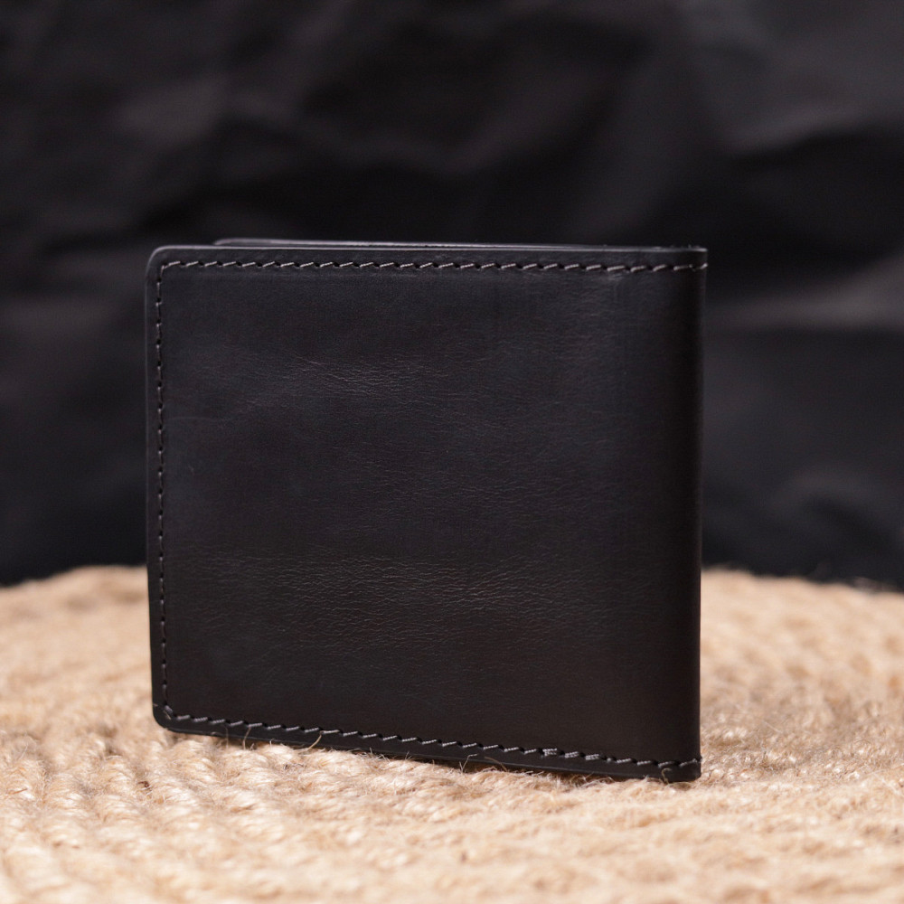 Надежная обложка из винтажной кожи для удостоверения участника боевых действий Черная (GRANDE PELLE) Киев - изображение 3