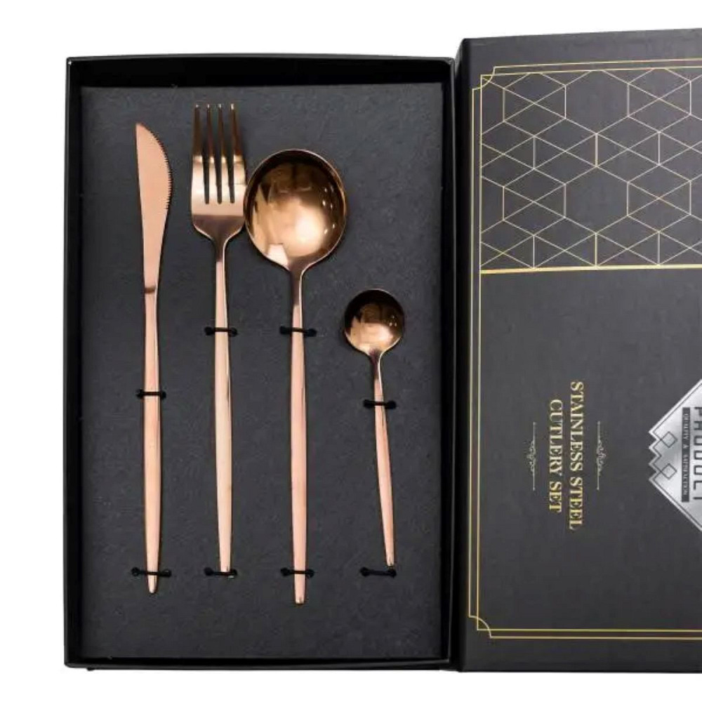 Yiwu Набір столових приборів 24 предмети набір ложок виделок і ножів на 6 персон Бронзовий HP-2 Коломыя - изображение 3