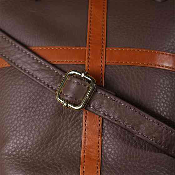 Женская кожаная сумка с коричневой вставкой на лицевой стороне Vintage 22999 Бежево-серый Киев