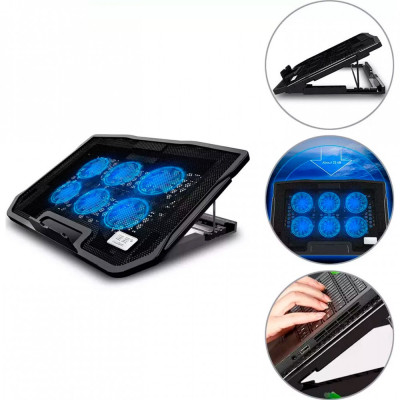 Підставка до ноутбука IceCoorel 10-17", 6*70mm 1800 RPM, 2*USB, + LCD, 365*297*30mm, Black (K8) Вінниця - фото 6