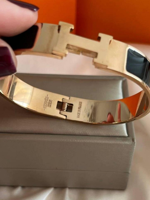Браслет Hermes жёсткий | черная эмаль | напыление золото  |  напыление серебро 925 Одесса - изображение 10