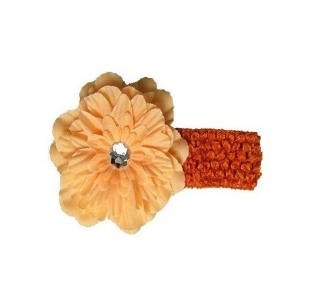 Детская оранжевая повязка - цветок 12см, окружность 28-50см Киев - изображение 1