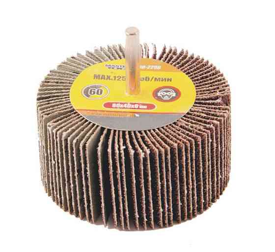 Насадка шліфувальна пелюсткова MASTERTOOL зерно 60 80х40 мм зі стрижнем 6 мм 08-2296 Коломия