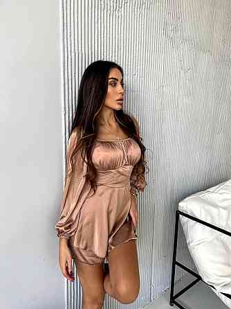 Женская стильная романтичная мини-платье шелк армани Кемел, 42/44 Одесса