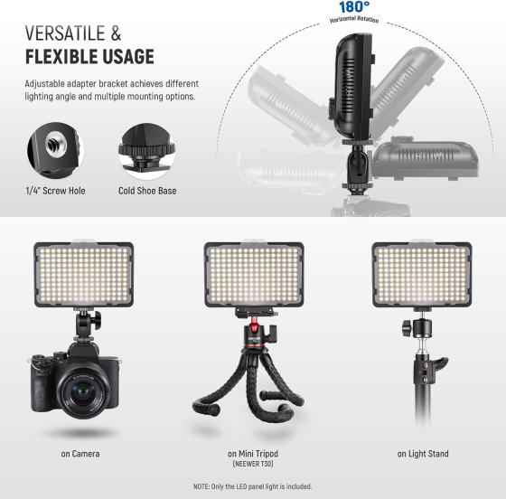 Накамерный LED видеосвет NEEWER 176 LED 5600K, регулировка 10–99%, дисплей, 1/4″, для DSLR Киев