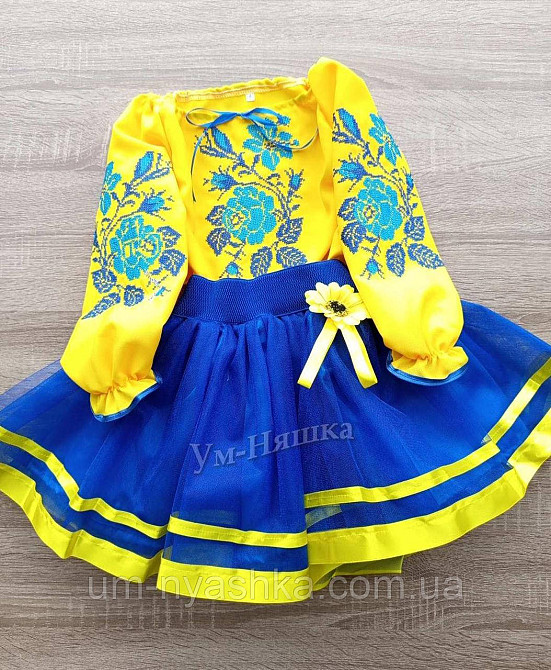 Синьо-жовтий костюм вишиванка "Троянда" Кривий Ріг - фото 3