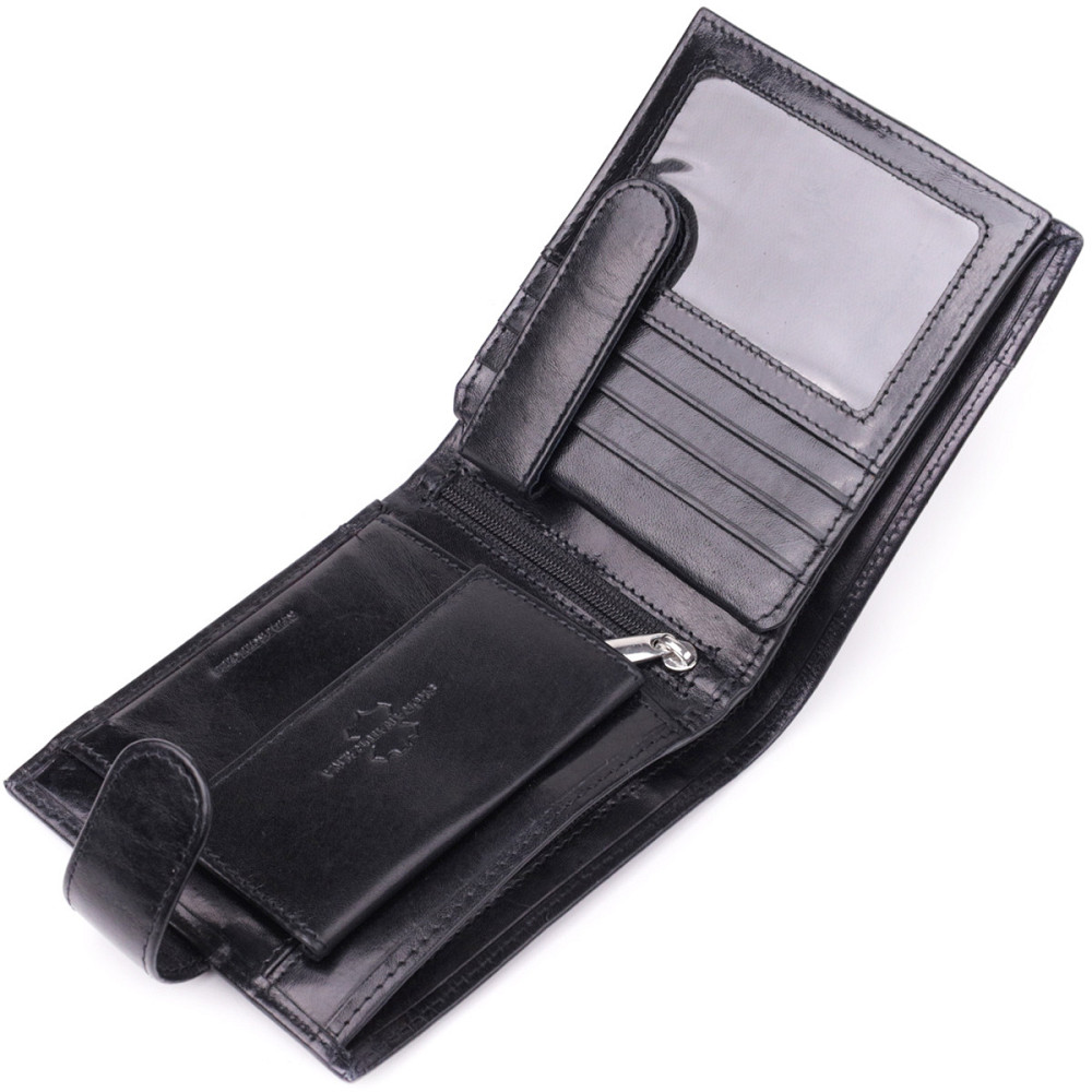 Люксовий чоловічий гаманець із натуральної глянсової шкіри Vintage sale_15110 Чорний Київ - фото 7