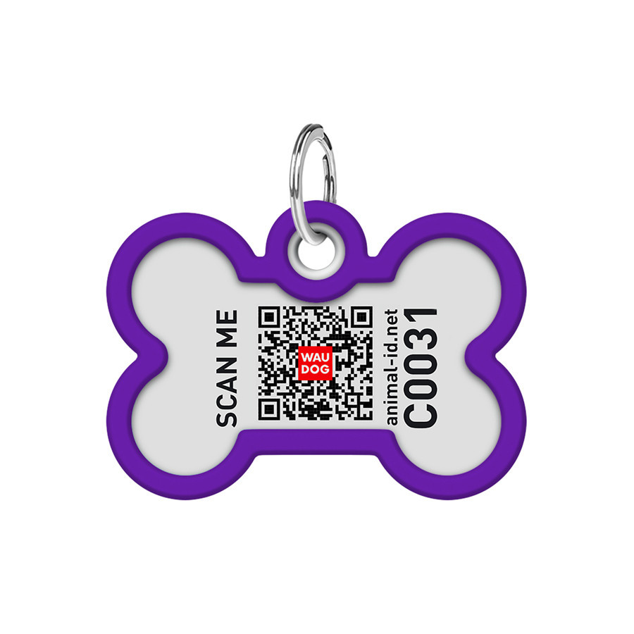 Адресник для собак и котов металлический WAUDOG Smart ID с QR паспортом, рисунок 