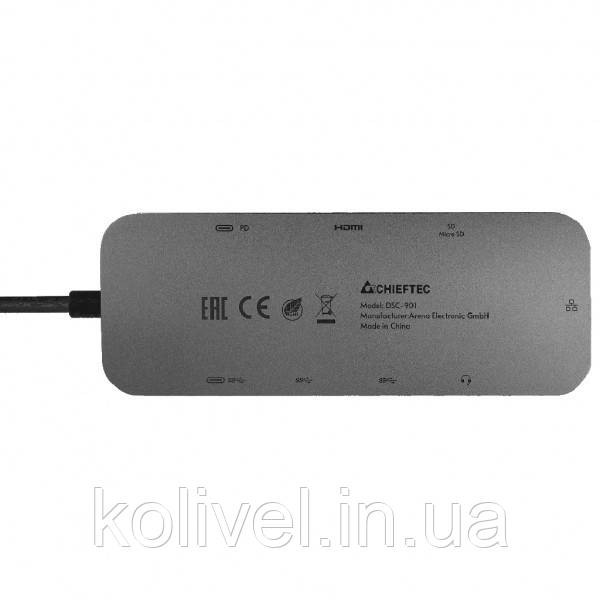 Док-станція USB3.2 Type-C --> HDMI/USB 3.2x2/RJ45/USB-C/SD/TF/PD 80W/Audio 9-in-1 DSC-901 CHIEFTEC (DSC-901) Київ - фото 3
