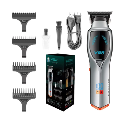 Беспроводной триммер-машинка для стрижки волос VGR V-187 (4 насадки) Серебристый Киев