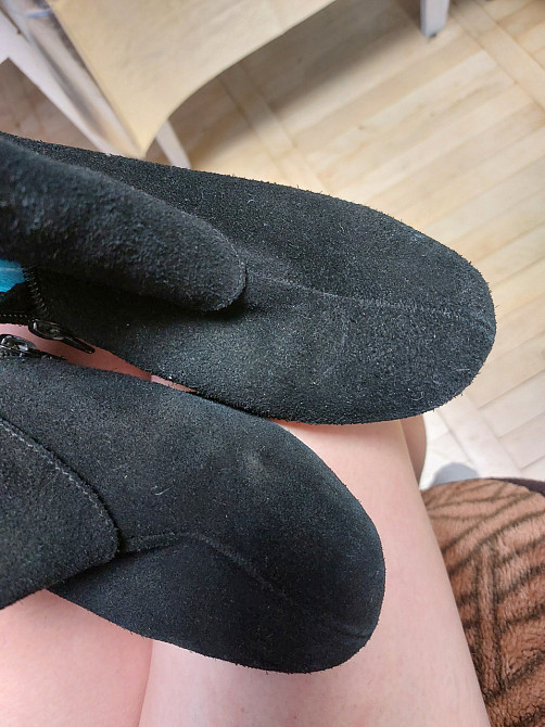 Женские ботинки короткие замшевые Б/У 38 черный Киев - изображение 3