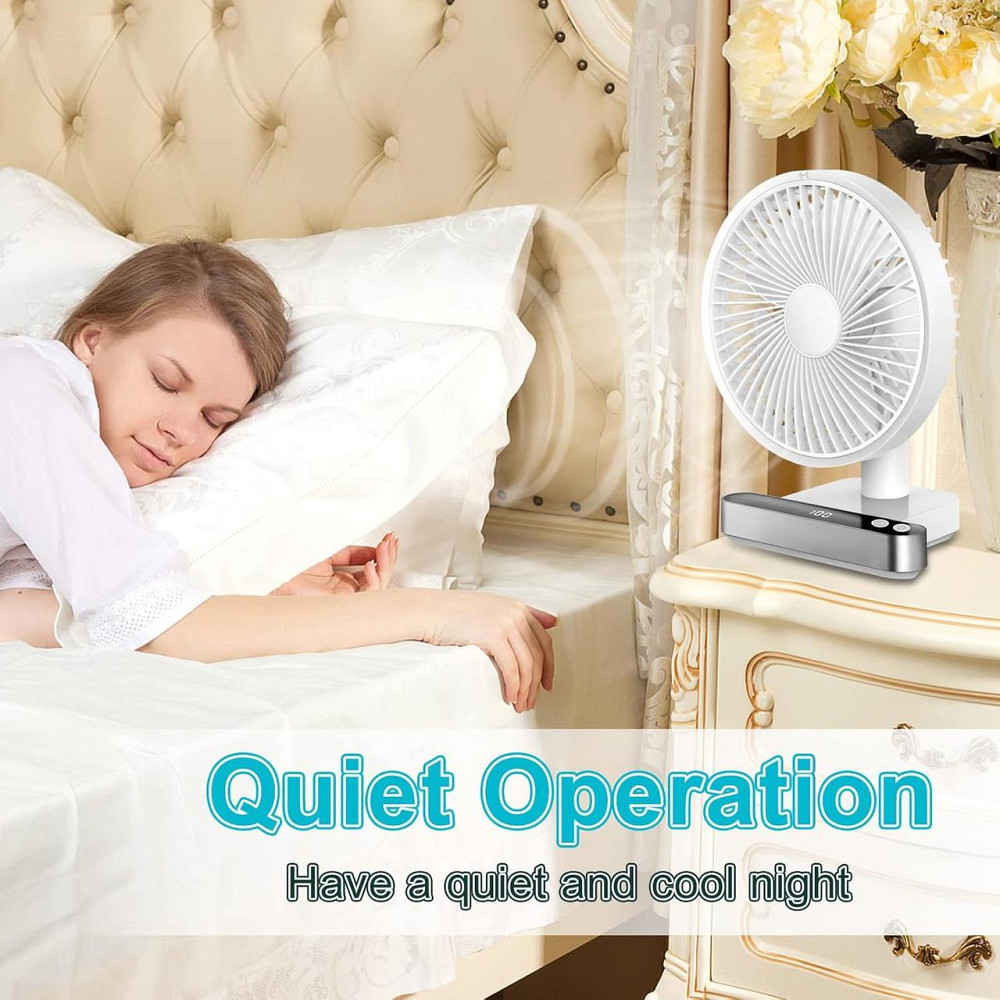 Компактний настільний вентилятор USB з акумулятором, 4 швидкості, 4000 мАг, 120° обертання, тихий портативний Київ - фото 3