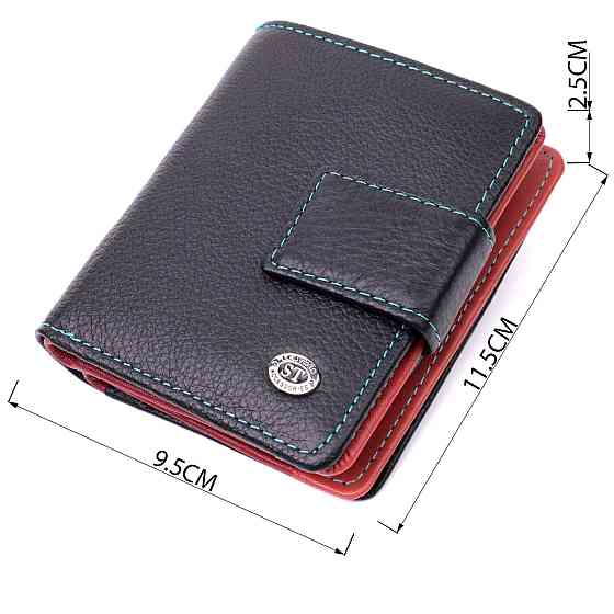 Вертикальный небольшой женский кошелек из натуральной кожи ST Leather 19436 Черный Киев