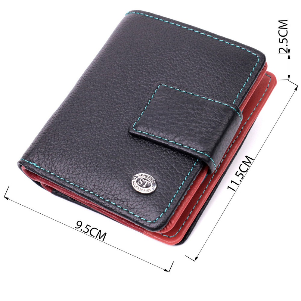 Вертикальный небольшой женский кошелек из натуральной кожи ST Leather 19436 Черный Киев - изображение 3