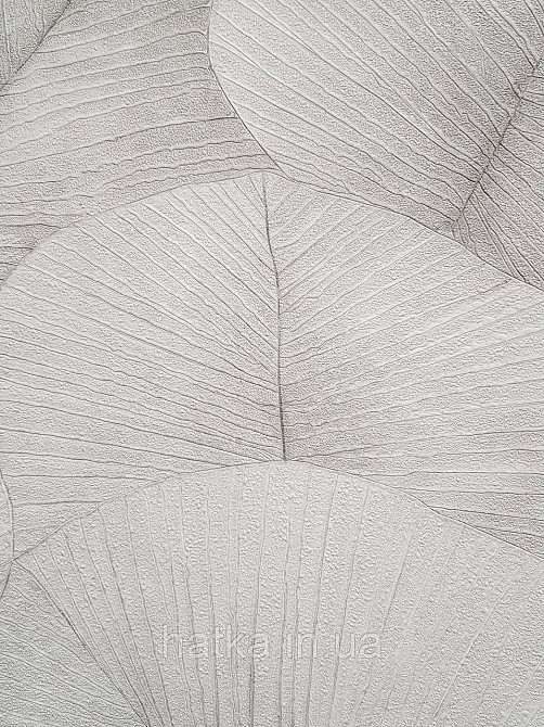 Шпалери вінілові на флізеліні Marburg Kumano 1.06х10 листя сіро-бежеві зі сріблястим 3д лофт 34559 Київ - фото 3